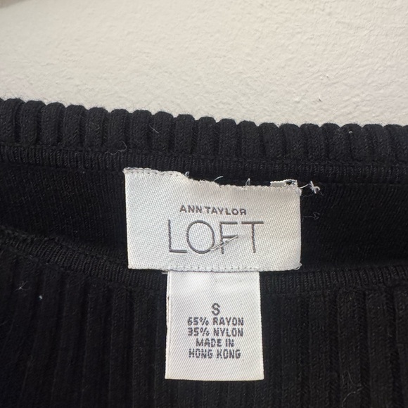 LOFT Black Ribbed Knit Top - Picture 2 of 3
